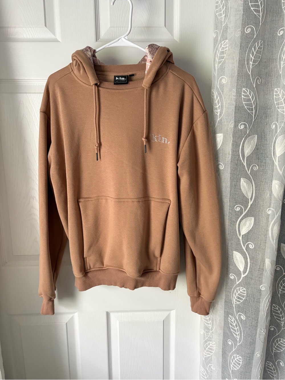 Kin Men's Hooded Pullover fleece lined Sweatshirt satin lined Hoodie size M